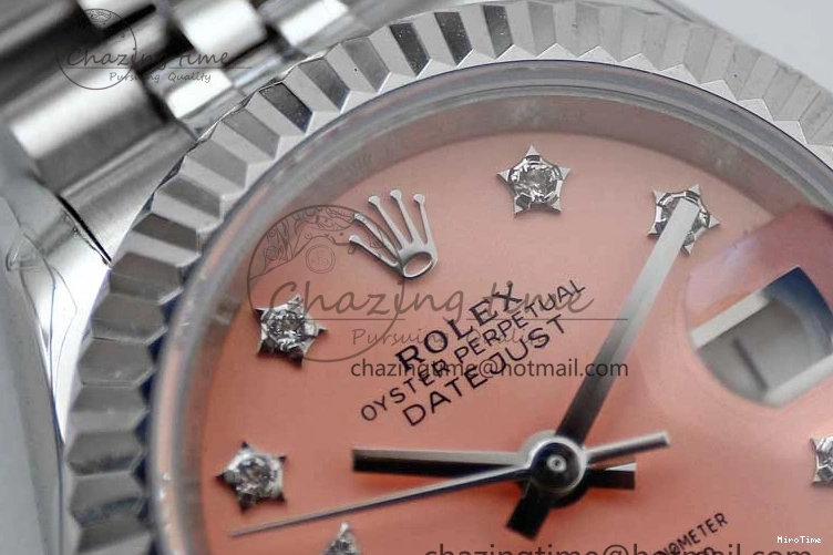 MiroTime 0404 HighPerformance Lady DateJust 28 SS TWF 1:1 Best Edition 904L Steel Pink Dial Diam Markers on President Bracelet NH 2179